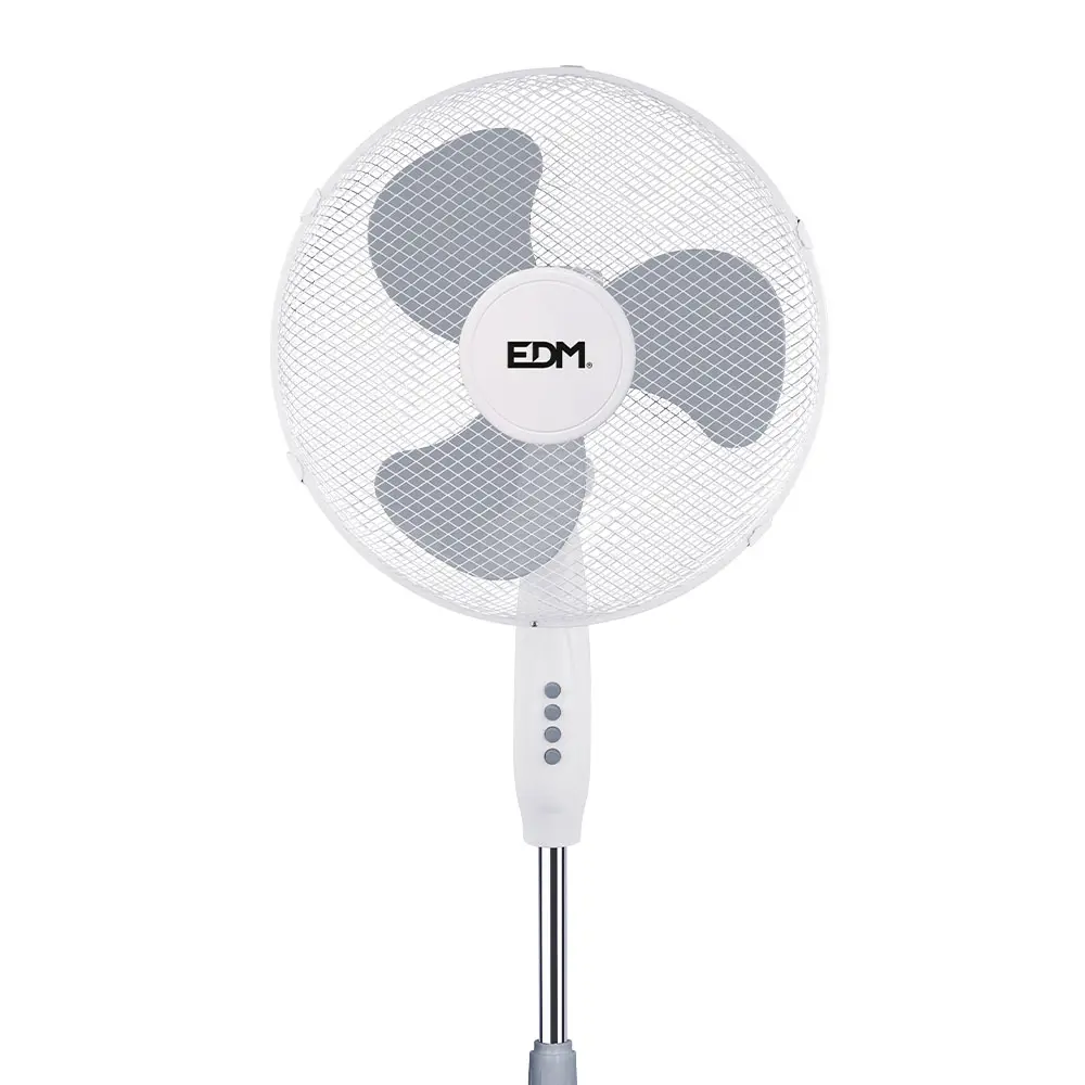 VENTILADOR DE PIE, BLANCO, POTENCIA 45 W, dB 60, ASPAS Ø40 cm, ALTURA REGULABLE 105-125 cm