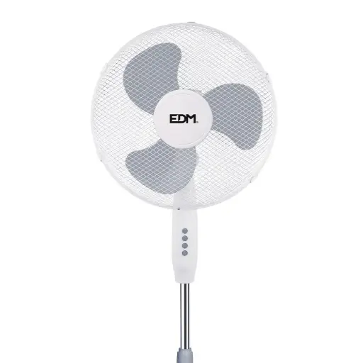 VENTILADOR DE PIE, BLANCO, POTENCIA 45 W, dB 60, ASPAS Ø40 cm, ALTURA REGULABLE 105-125 cm